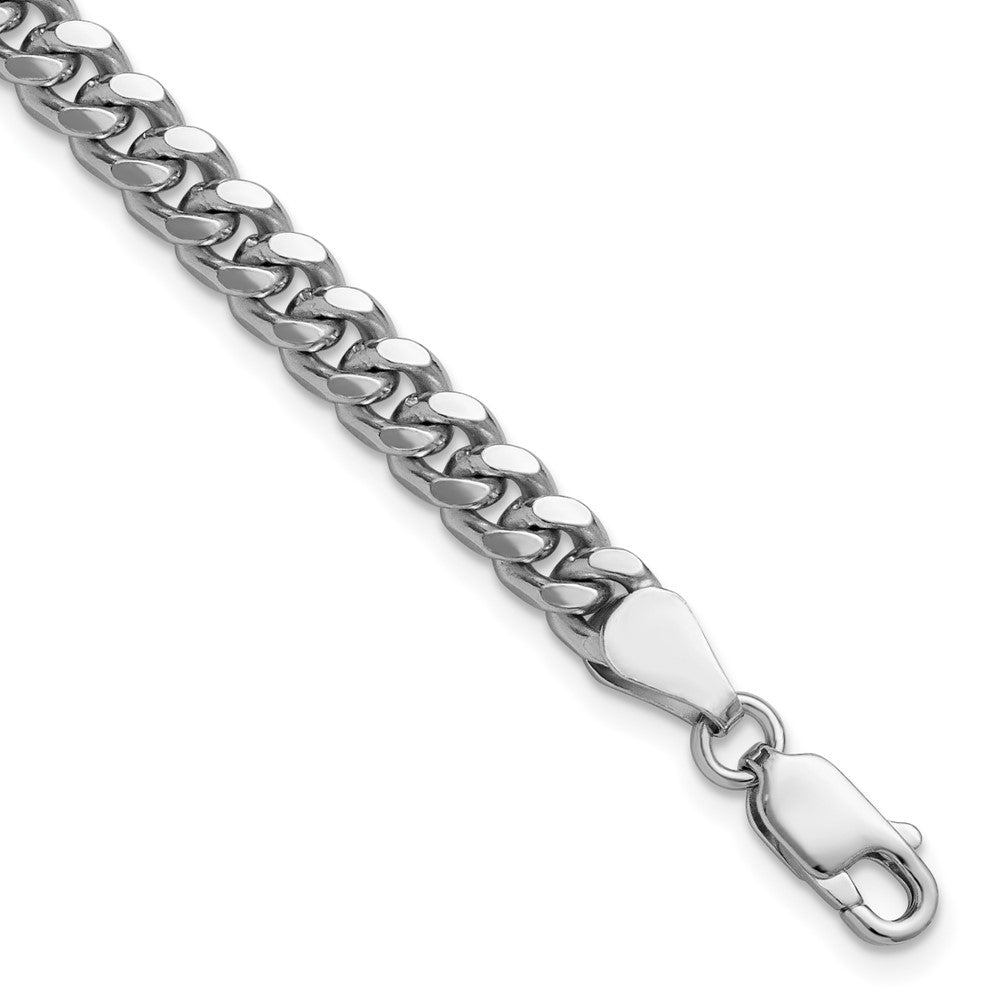 Sterling Silver Rhodium-plated 5mm Domed w/ Side D/C Curb Chain - 7