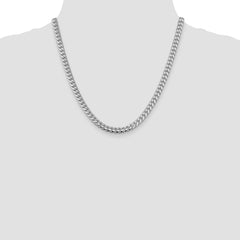 Sterling Silver Rhodium-plated 6mm Domed w/ Side D/C Curb Chain - 4