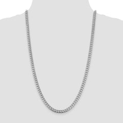 Sterling Silver Rhodium-plated 6mm Domed w/ Side D/C Curb Chain