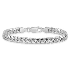 Sterling Silver Rhodium-plated 6mm Domed w/ Side D/C Curb Chain - 5