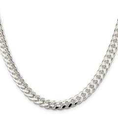 Sterling Silver 7mm Domed w/ Side D/C Curb Chain - 7