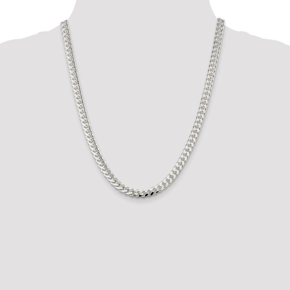 Sterling Silver 7mm Domed w/ Side D/C Curb Chain