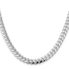 Sterling Silver Rhodium-plated 7mm Domed w/ Side D/C Curb Chain - 6