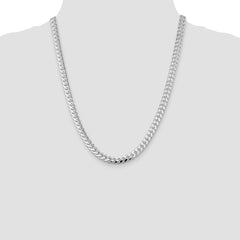 Sterling Silver Rhodium-plated 7mm Domed w/ Side D/C Curb Chain - 2