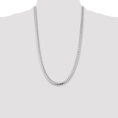 Sterling Silver Rhodium-plated 7mm Domed w/ Side D/C Curb Chain - 6