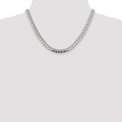 Sterling Silver 7.35mm Domed w/ Side D/C Curb Chain - 5