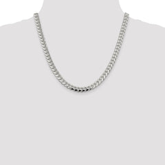 Sterling Silver 7.35mm Domed w/ Side D/C Curb Chain - 2