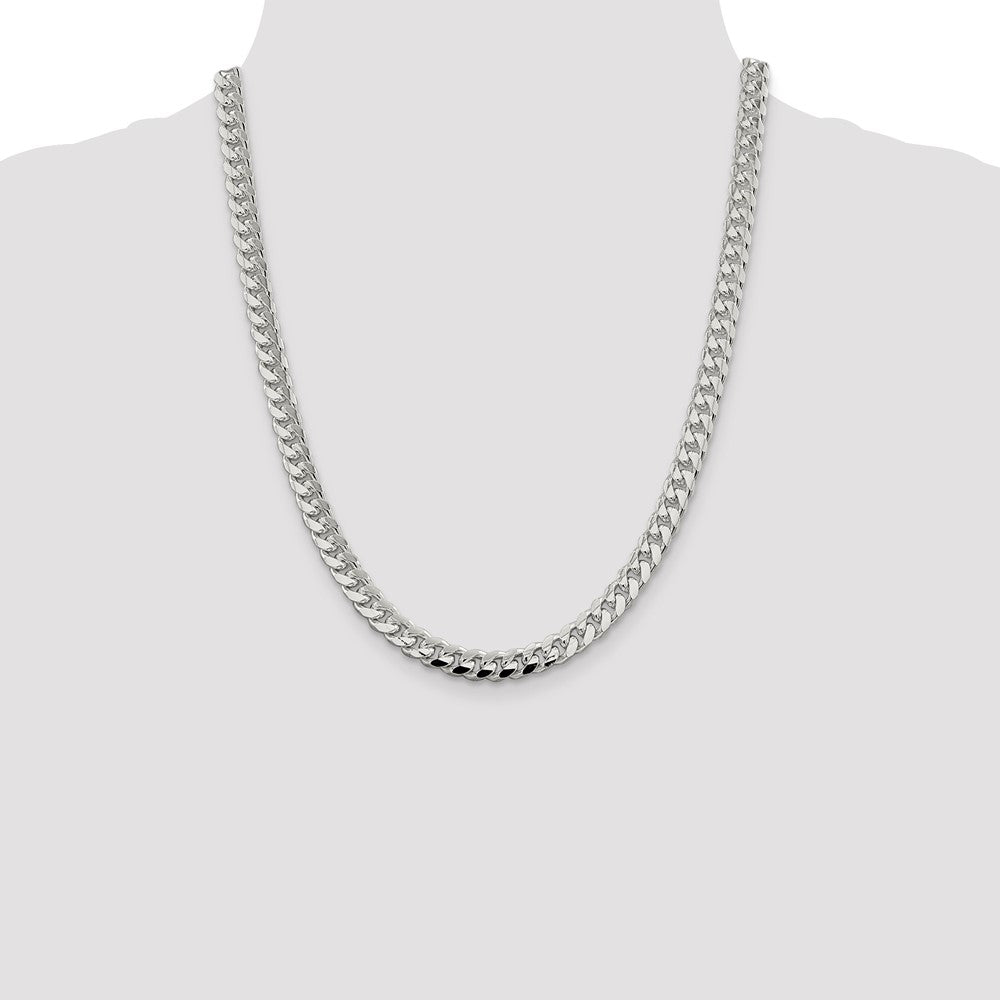 Sterling Silver 7.35mm Domed w/ Side D/C Curb Chain