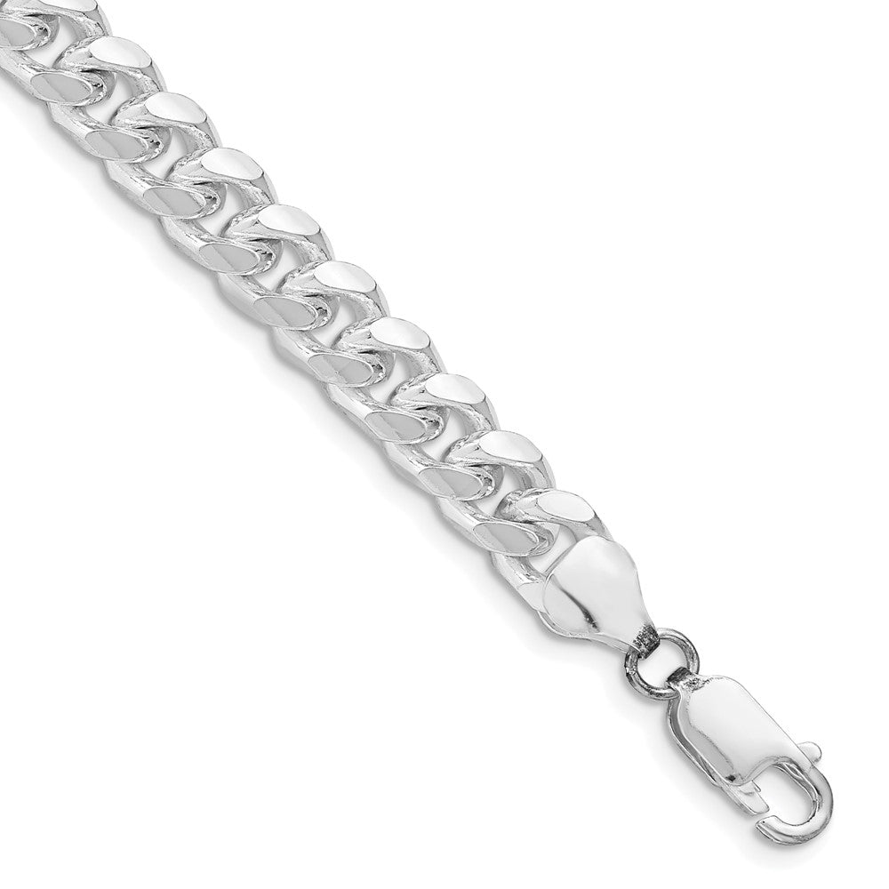 Sterling Silver Rhodium-plated 7.35mm Domed w/ Side D/C Curb Chain - 3