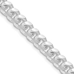 Sterling Silver Rhodium-plated 7.35mm Domed w/ Side D/C Curb Chain - 4