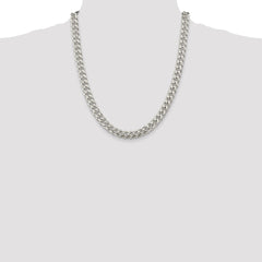 Sterling Silver 8.5mm Domed w/ Side D/C Curb Chain - 7