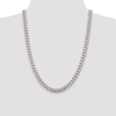 Sterling Silver 8.5mm Domed w/ Side D/C Curb Chain - 8