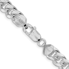 Sterling Silver Rhodium-plated 8.5mm Domed w/ Side D/C Curb Chain - 3