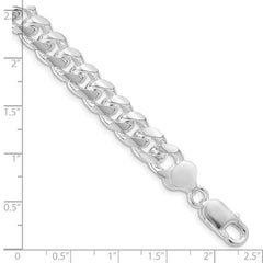 Sterling Silver Rhodium-plated 8.5mm Domed w/ Side D/C Curb Chain - 5