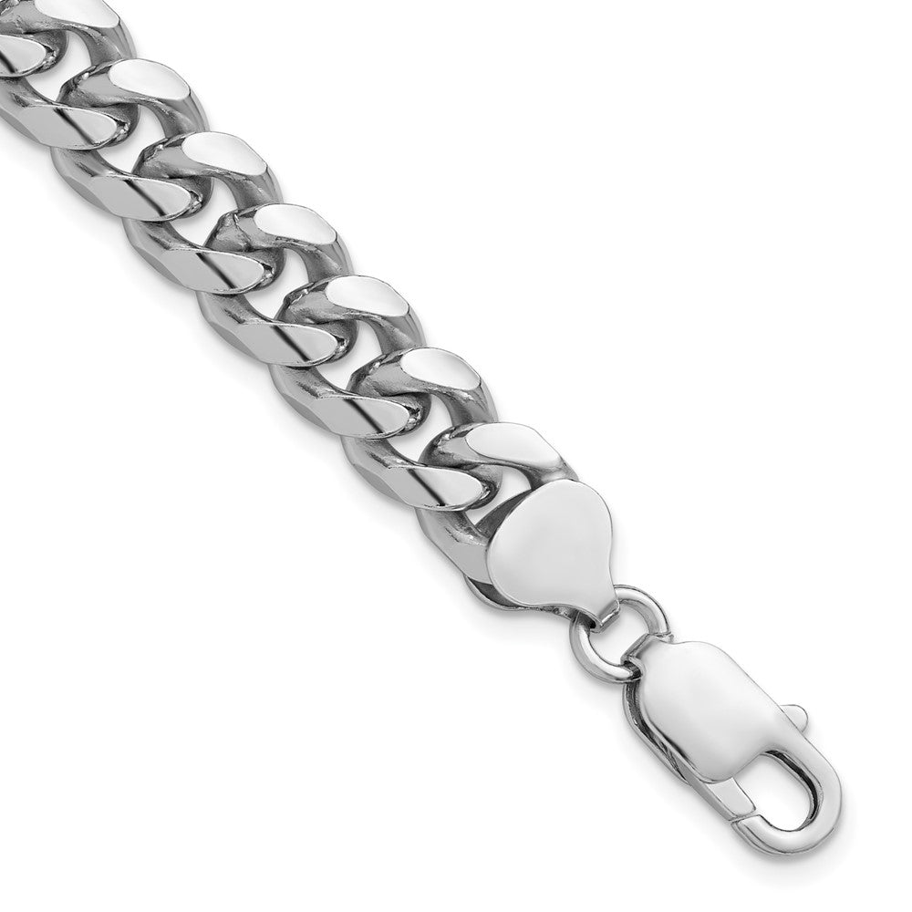 Sterling Silver Rhodium-plated 8.5mm Domed w/ Side D/C Curb Chain - 5