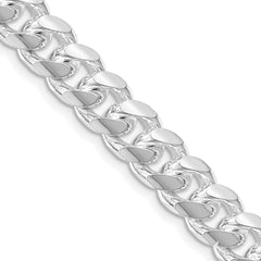 Sterling Silver Rhodium-plated 8.5mm Domed w/ Side D/C Curb Chain - 4