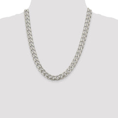 Sterling Silver 10.5mm Domed w/ Side D/C Curb Chain - 5