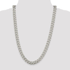 Sterling Silver 10.5mm Domed w/ Side D/C Curb Chain