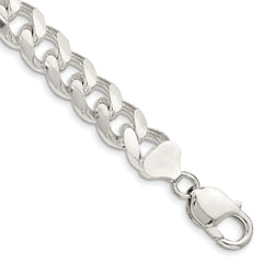 Sterling Silver 10.5mm Domed w/ Side D/C Curb Chain - 7