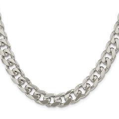 Sterling Silver Rhodium-plated 10.5mm Domed w/ Side D/C Curb Chain - 3