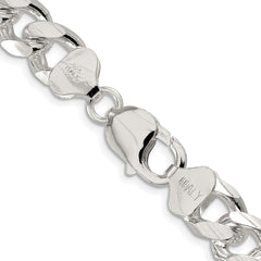 Sterling Silver Rhodium-plated 10.5mm Domed w/ Side D/C Curb Chain - 3