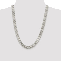 Sterling Silver Rhodium-plated 10.5mm Domed w/ Side D/C Curb Chain - 3