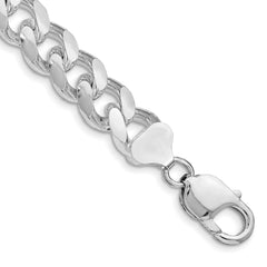 Sterling Silver Rhodium-plated 10.5mm Domed w/ Side D/C Curb Chain - 7