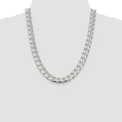 Sterling Silver Rhodium-plated 11mm Domed w/ Side D/C Curb Chain - 6