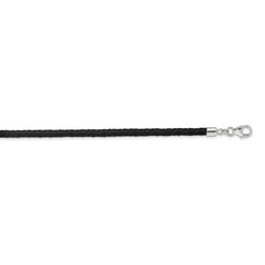 SS Reflections Black Leather Rh-plated 14in w/2in ext Choker/Wrap Bracelet
