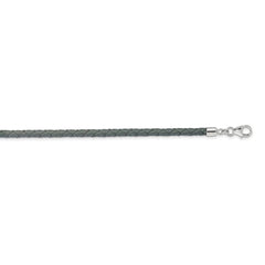 Sterling Silver Reflections Gray Leather Rhodium-plated 14 inch with a 2 inch extention Choker/Wrap Bracelet