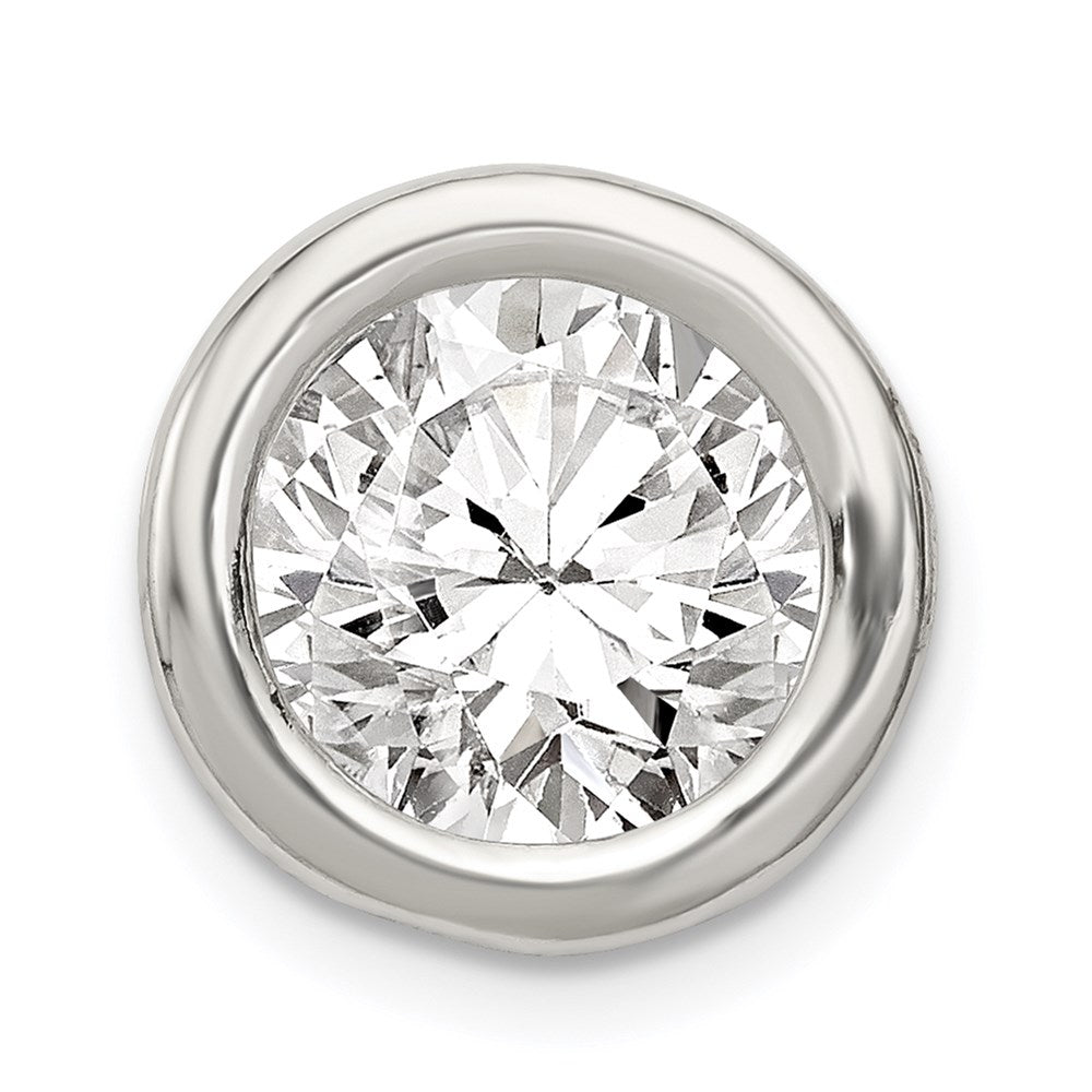 Sterling Silver Round CZ Chain Slide - 2