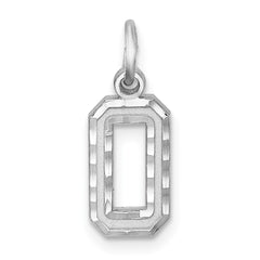 Sterling Silver Rhodium-plated Diamond-cut #0 Charm