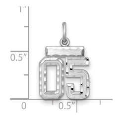 Sterling Silver Rhodium-plated Small Diamond-cut #05 Charm