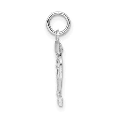 Sterling Silver Rhodium-plated Diamond-cut #22 Charm