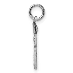 Sterling Silver Rhodium-plated Diamond-cut #26 Charm
