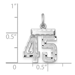 Sterling Silver Rhodium-plated Diamond-cut #45 Charm