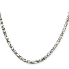 Sterling Silver 4mm Round Snake Chain - 9