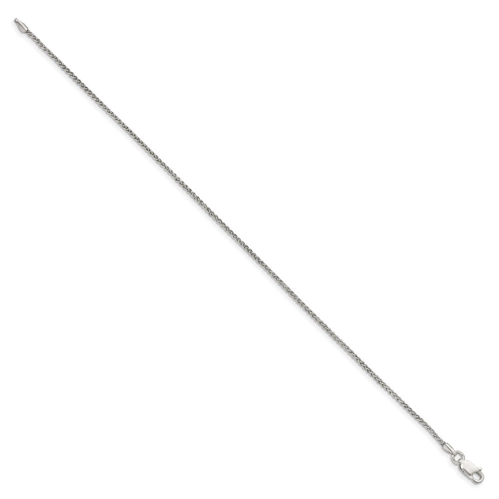 Sterling Silver 1.5mm Round Spiga Chain Anklet - 2