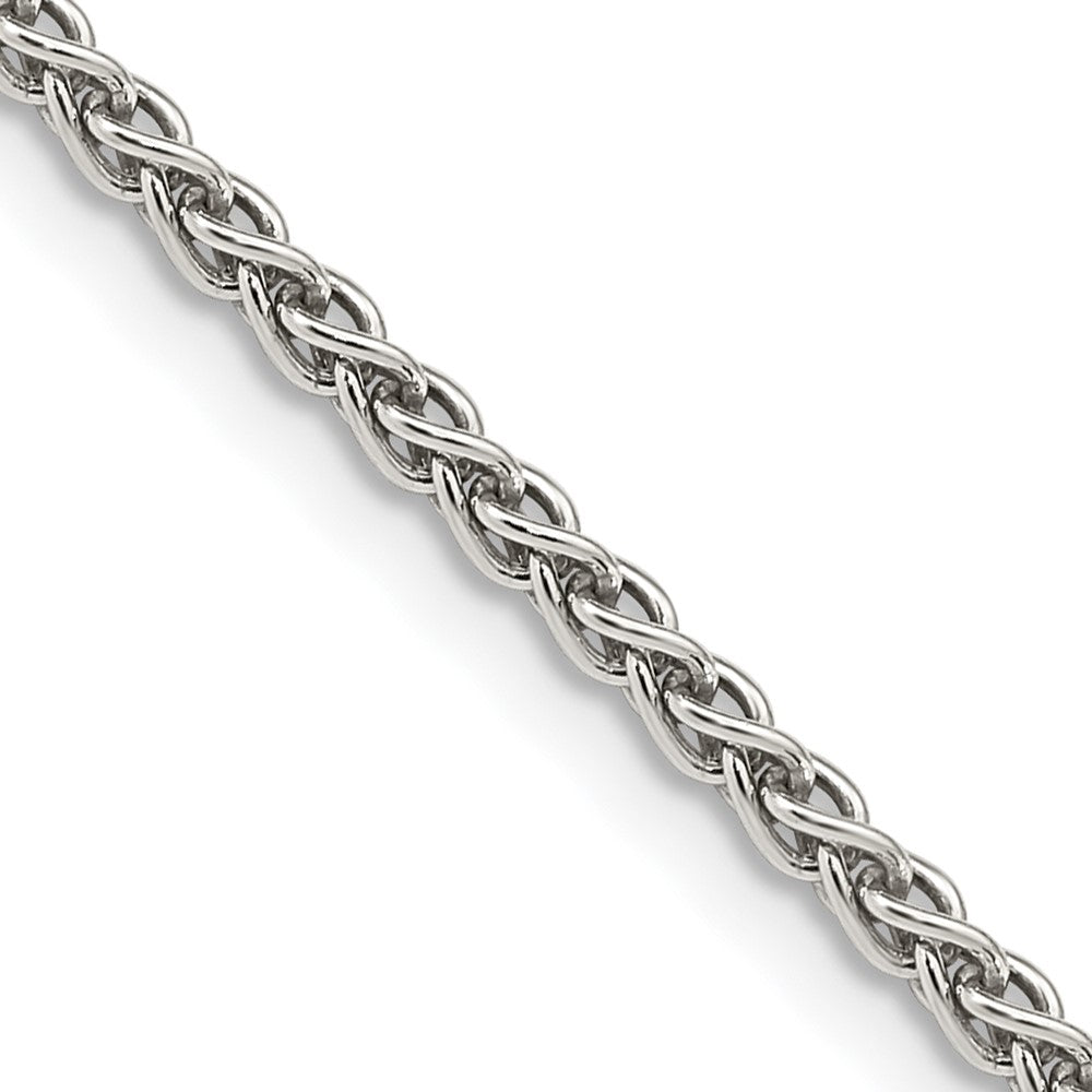Sterling Silver Rhodium-plated 2.5mm Round Spiga Chain - 9
