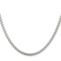 Sterling Silver Rhodium-plated 3mm Round Spiga Chain - 9