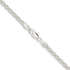 Sterling Silver Rhodium-plated 3.7mm Round Spiga Chain - 7