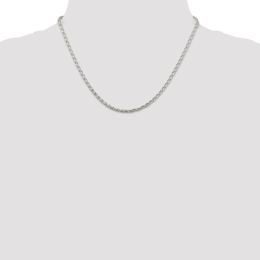 Sterling Silver 2.85mm Diamond-cut Round Spiga Chain - 6