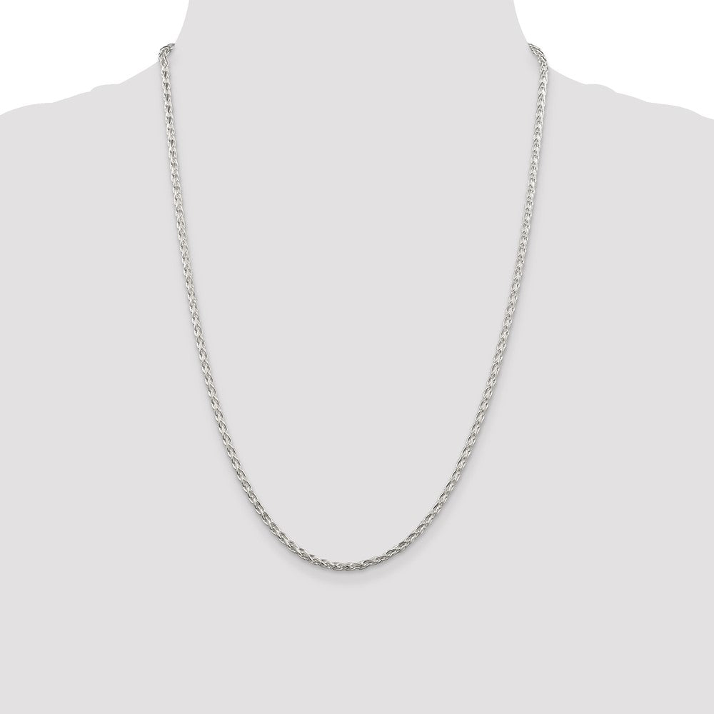 Sterling Silver 2.85mm Diamond-cut Round Spiga Chain - 7