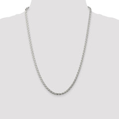 Sterling Silver 3.5mm Diamond-cut Round Spiga Chain