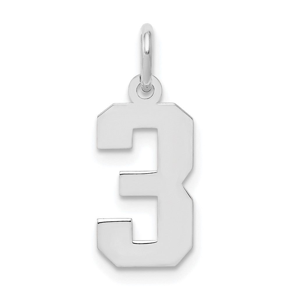 Sterling Silver/Rhodium-plated Polished Number 3 Charm - 3