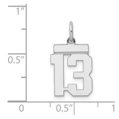 Sterling Silver/Rhodium-plated Polished Number 13 Charm - 2