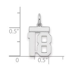 Sterling Silver/Rhodium-plated Polished Number 18 Charm - 2