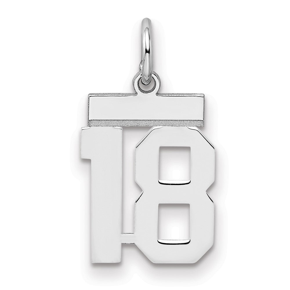 Sterling Silver/Rhodium-plated Polished Number 18 Charm - 2