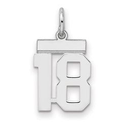 Sterling Silver/Rhodium-plated Polished Number 18 Charm - 2
