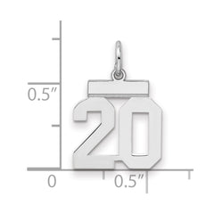 Sterling Silver/Rhodium-plated Polished Number 20 Charm - 3